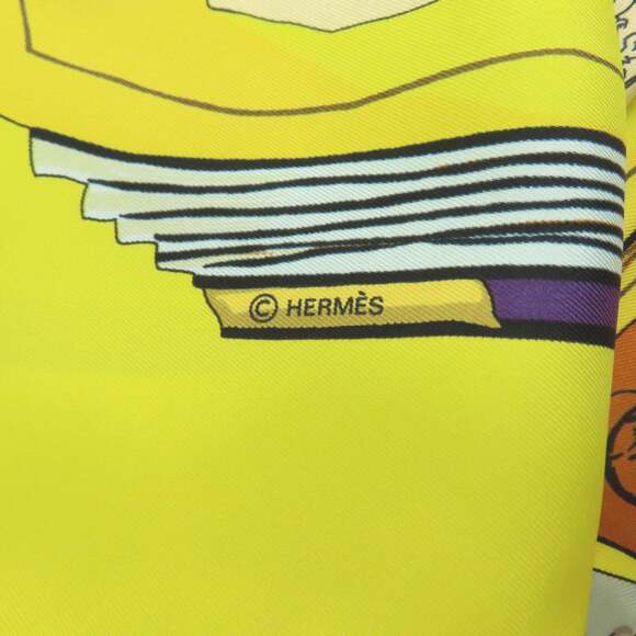 HERMES Yellow Silk Scarf - Picture 6 of 13